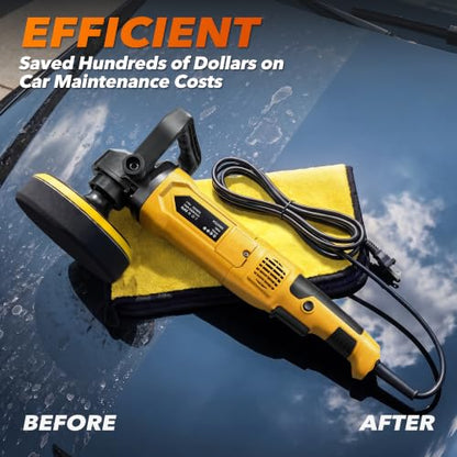 Buffer Polisher, 1600W Rotary Car Buffer, 6 Inch/7 Inch, Yellow - color: Yellow