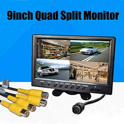Hikity 9 Inch Backup Camera Monitor Only Quad Split Screen - size: 9 Inch+Control Line