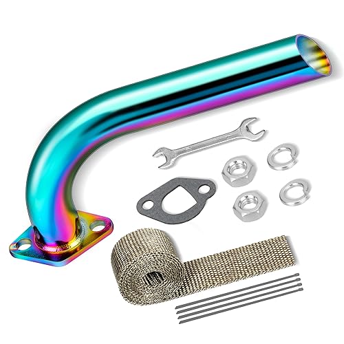 FVRITO 212cc Exhaust Pipe Kit for Predator 196cc Coleman CT200U BT200X CT200U-EX KT196 6.5HP GX160 GX200 Tillotson Mini Bike Baja MB200 Clone Engine Go Kart Parts Colorful - color: Rainbow