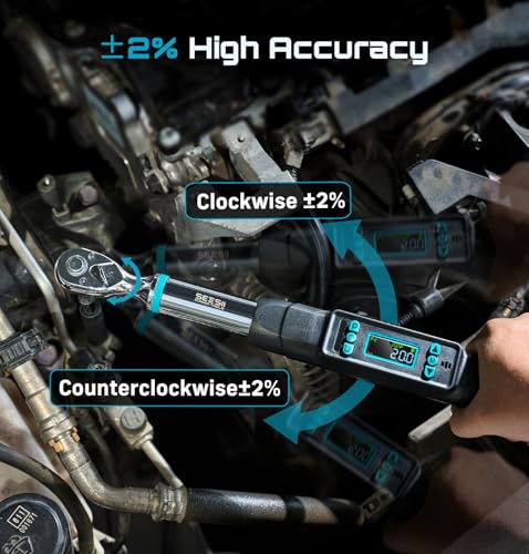 Seesii 3/8" Digital Torque Wrench, 0-162 ft-lb/0-220 N·m, ±2% Accuracy