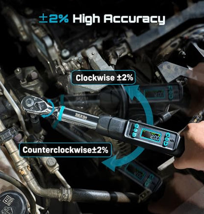 Seesii 3/8" Digital Torque Wrench, 0-162 ft-lb/0-220 N·m, ±2% Accuracy