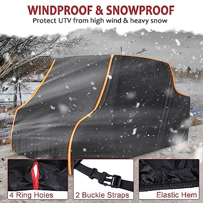 StarknightMT Heavy Duty UTV Cover 4 Seater Waterproof 420D Oxford Windproof - size: 157 x 65 x 77 inches