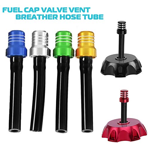 2PCS Gas Fuel Cap Air Vent Hose Universal CNC Tank Valve Vent Tube with Chekc Ball Aluminum Breather for 50cc 110cc 70cc 125cc ATV Motorcycle Dirt Pit Quad Bike Motocross Black - color: Black