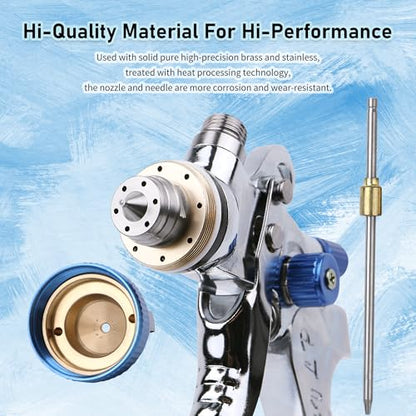HVLP Spray Gun Kit, 4 Nozzles & 10 Disposable Paint Cups for Auto - color: BLUE