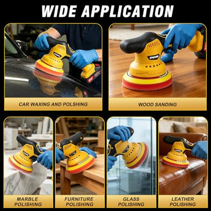 Cordless Car Buffer Polisher Kit (28pcs), 8-Speed & 2*21V Batteries