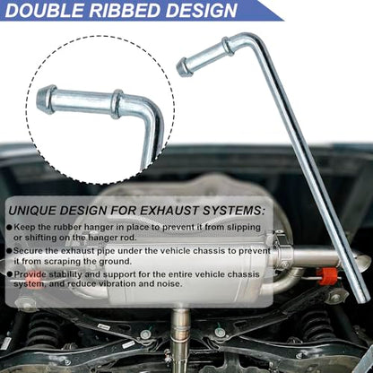 Exhaust Hanger Rod & Rubber Hanger Set, 10" Long 3/8" Rod, 12 Pcs - size: 12 PACK