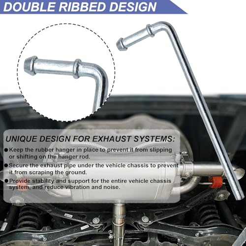 Exhaust Hanger Rod & Rubber Hanger Set, 10" Long 3/8" Rod, 12 Pcs - size: 12 PACK