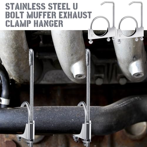 4 Pcs 5 Inch Exhaust Clamp with Hanger, Universal Muffler - size: 5 Inch