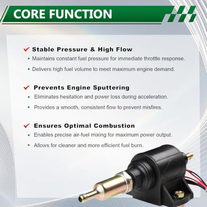 12V Inline Low Pressure Electric Fuel Pump 2-3.5 PSI 28 GPH
