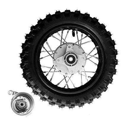 10 Inch 2.5-10 Rear Wheel Tire with 1.4 x 10 Rim and Drum Brake With 12mm Bearing for 50cc Dirt Pit Bike, ATVs, Black - size: 2.5-10