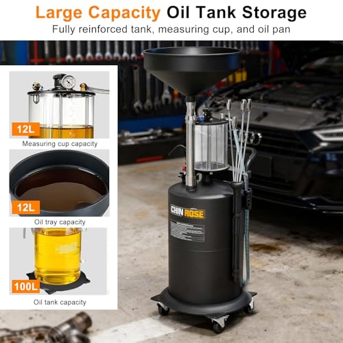 Oil Drain Container, 26.4 Gallon Industrial Fluid Drain Tank - size: AB5708-Black