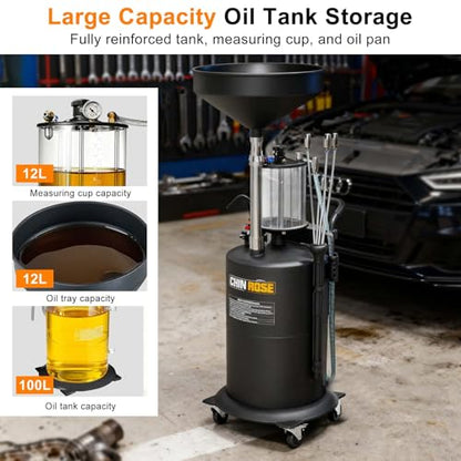 Oil Drain Container, 26.4 Gallon Industrial Fluid Drain Tank - size: AB5708-Black