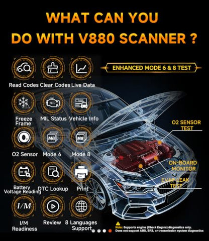 OBD2 Scanner,V880 Car Scanner Diagnostic Tool, Check Engine Code Reader - color: red