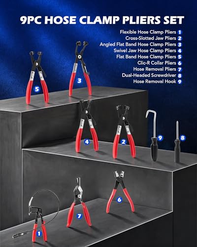 OMT Hose Clamp Pliers, Long Reach Wire Spring Remover For Radiator & Heater - color: Red