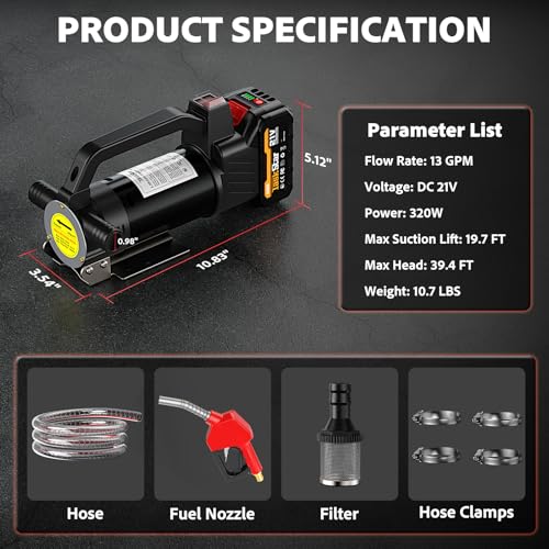 TaskStar Fuel Transfer Pump Battery Powered, for Water Diesel Kerosene