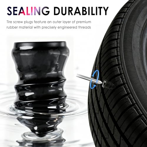 Salior 60PCS Tire Repair Rubber Nail Kit,2026 New Tire Repair Kit with 4 Sizes for Tubeless Tires Puncture,Screw in Tires Repairs Plugs as Emergency Roadside Fix for Car/Motorcycle