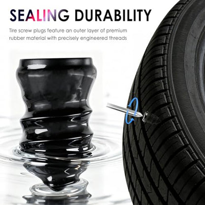 Salior 60PCS Tire Repair Rubber Nail Kit,2026 New Tire Repair Kit with 4 Sizes for Tubeless Tires Puncture,Screw in Tires Repairs Plugs as Emergency Roadside Fix for Car/Motorcycle