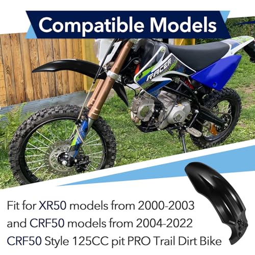2Pcs Motorcycle Front Wheel Mudguard Compatible with CRF50 Style 125CC Pit PRO Trail Dirt Bike & Tutti Soleil 01, Impact Resistant PP Plastic Dirt Bike Front Fender