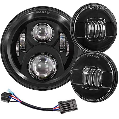 Eagle Lights 8700BG2PKP-G2-897 7" LED Headlight with LED Spot/Passing Light Kit for Harley Davidson and Indian Motorcycles - Generation II/Black Kit/Add Single Bulb Adapter Harness (897) - size: Add Single Bulb Adapter Harness (897)