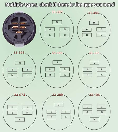 077-8076-00 Ignition Switch with 2 Keys, 3 Position 5 Terminal Key Switch, Replaces for Husqvarna 591070501 John Deere GY00191 MTD 725-04659, Fits All Bad Boy Zero Turn Mowers
