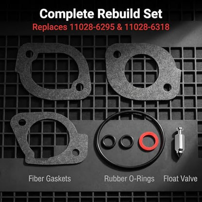 11028-6295 Carburetor Gasket Kit Compatible with Kawasaki FR651V FS651V FR691V FS691V FR730V FS730V Engine, Replaces 11028-6318 - Sealing Rebuild Set for Lawn Mower