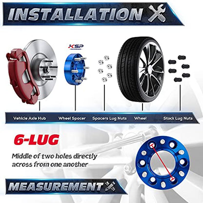 KSP 1.5in 6X139.7 Wheel Spacers for Silverado Sierra 1500,Hubcentric Spacer - color: blue, size: 1.5"-6x5.5-4pcs