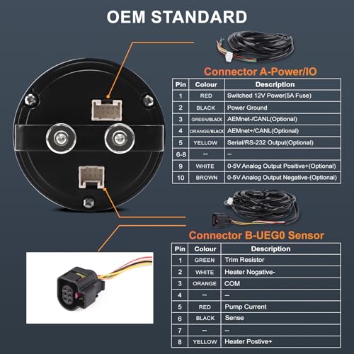 30-0300 X-Series 52mm (2-1/16”) Wideband UEGO Air/Fuel Ratio Gauge with LSU 4.9 Sensor Controller Gauge with Wideband Oxygen Sensor