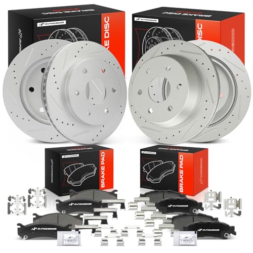 A-Premium Front and Rear Drilled Slotted Brake Rotors and Ceramic Pads Kit - style: F&R Drilled and Slotted