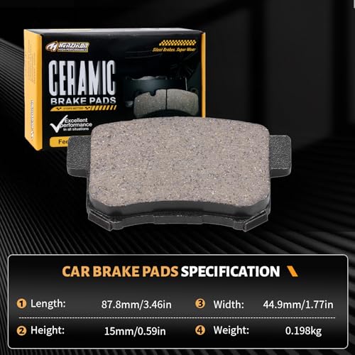 Ceramic Rear Brake Pads Set Compatible with 2013-2018 Acura RDX;2010-2012 Acura RDX(Base);2010-2011 Honda Accord Crosstour;2005-2016 Honda CR-V;2012-2015 Honda Crosstour(D1086) - color: HZ1086