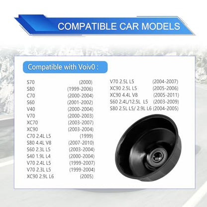 86mm 16 Flutes Oil Filter Wrench - Steel Socket Kit Compatible With BM and V0LV - Housing Caps Removal Tool