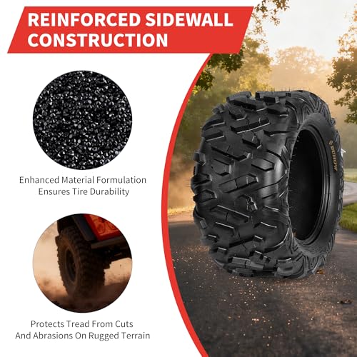 GarveeTech ATV Tires, 2 Pack 26x9-14 26x9x14 ATV UTV All Terrain Tires for Trail, Desert, Mud, Dirt, Street, Sand, 6PR Tubeless - size: AT26X9-14, style: Pattern A
