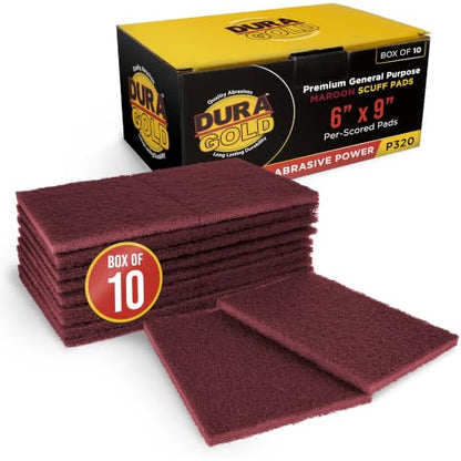 Dura-Gold 6" x 9" Maroon General Purpose Scuff Pads, Box of 10 - Scuffing - color: Maroon