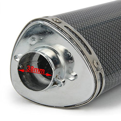 Universal 1.5" Inlet Exhaust Muffler With Removable DB Killer Slip On Dirt Street Bike Motorcycle Scooter - Carbon Fiber Color