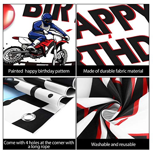 Sumind Dirt Bike Happy Birthday Banner Backdrop
