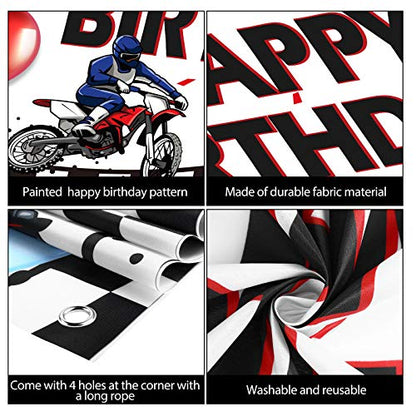 Sumind Dirt Bike Happy Birthday Banner Backdrop