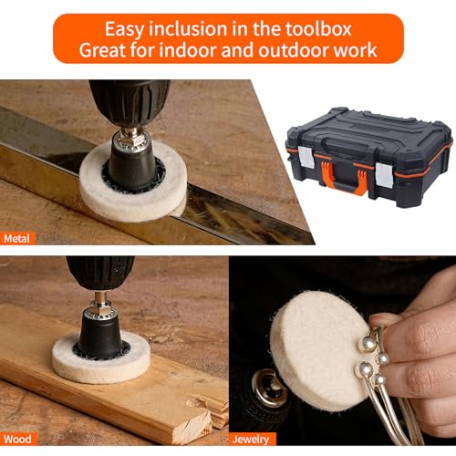 20Pcs 2" Quick Change Wool Polishing Pads Kit for 1/4 Die Grinder - style: 20x Fine Wool, 1x 1/4" Holder