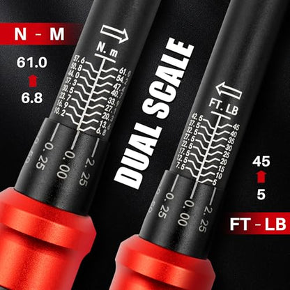 3/8-Inch Drive Click Torque Wrench-5-45Ft-Lb for Car Motorcycle DIY - size: 3/8"DR.5~45 FT-LB