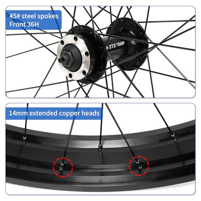 20"/26" x 4.0 inch Fat Tire Ebike Front Wheel,QR 9x135mm - color: 26*4.0 inch
