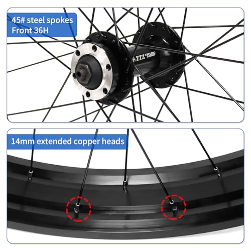 20"/26" x 4.0 inch Fat Tire Ebike Front Wheel,QR 9x135mm - color: 20*4.0 inch
