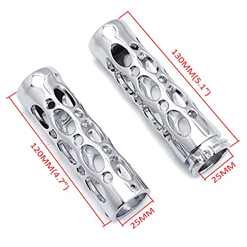 TRHB103-CD-1 Inch Chrome Motorcycle Hole Hollow Shape 1 Inch Hand Grips Compatible with Nomad Drifter Vulcan 1600 2000 Harley Davidson FXDL Dyna Low Rider