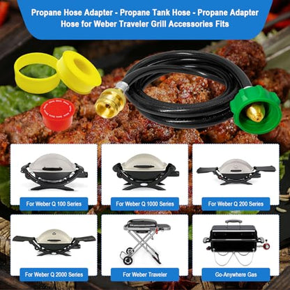 6FT Propane Hose Adapter for Weber Travelev Grill,1lb to 20lb Propane Tank Adapter for Weber Q/Gas Go-Anywhere Grills/Coleman Stove/Blackstone Griddle,Heater. - size: 6 ft for Weber Traveler/Weber Q Grill/Etc