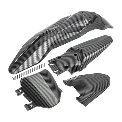 Motorcycle Fender Assembly Set Mudguard Number Plate Compatible with Talaria Sting MX3 MX4 Electric Dirt Bike Imitation Carbon Fiber - color: Front Tail Fender, size: Carbon Fiber