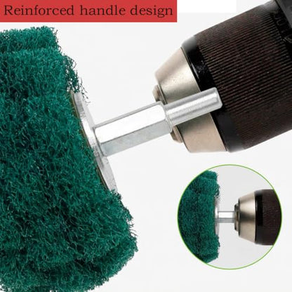 6 Pcs Scouring Pads Non Woven Abrasive Drill Cleaning Kit, Abrasive Buffing Polishing Wheel Drill Attachment Set, 3 Green and 3 Red - color: Green/Red