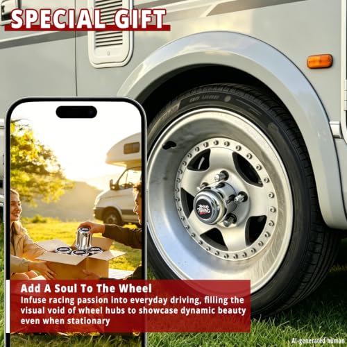 RTrhinotuning 4 PCS 4.25 in Stainless Steel Trailer Wheel Center Caps for Truck SUV RV Rim Center Caps 4.37“ Tall Chrome Push Through Hub Covers - color: Chrome