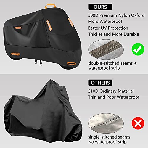 SECELES Scooter Cover Heavy Duty fits up to 74 inch Motorbike - color: Black, size: L (74" x 37" x 43")