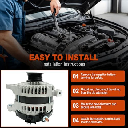 Alternator for Dodge Grand Caravan 2008-2010, for Chrysler Town & Country 2008-2010, Voyager 2008, for Jeep Wrangler 2007-2008, VW Routan 2009-2010 3.3L 3.8L, 160Amp CW 12V OE 7B0903015, 90-29-5700 - size: 7B0903015