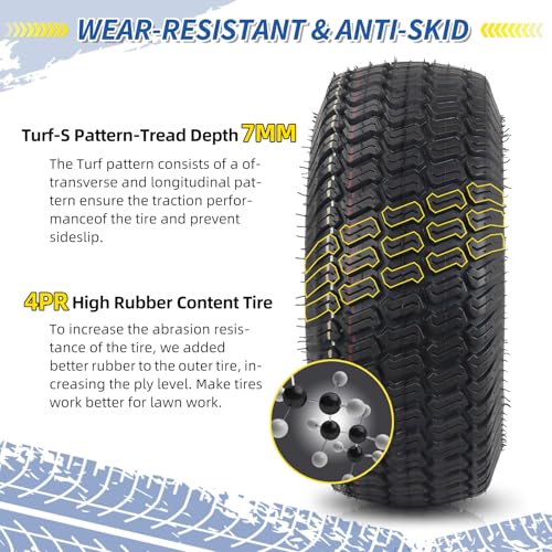 GICOOL (2 Pack) 15x6.00-6 Tubeless Tire and Wheel, 3" Offset Hub, 3/4" Bearing, 4 Ply, 15x6-6 Replacement Riding Lawn Mower Front Tires, Compatible with 100 and 300 Series John Deere Riding Mowers - size: 15x6.00-6 Tubeless