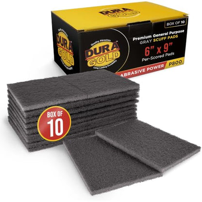 Dura-Gold 6" x 9" Gray Ultra Fine General Purpose Scuff Pads, Box of 10 - color: Gray