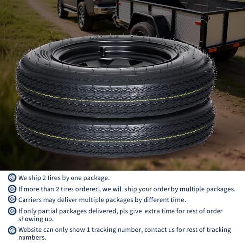 GarveeTech 2-Pack Trailer Tire On Rim 4.80-12 480-12 4.80x12 Trailer Tires and 5 Lug on 4.5 in PCD 12 in Wheels 6PR Black - size: 4.80-12