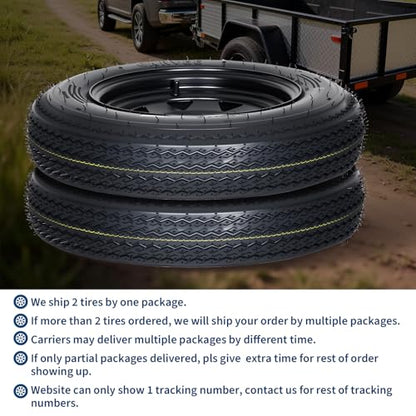 GarveeTech 2-Pack Trailer Tire On Rim 4.80-12 480-12 4.80x12 Trailer Tires and 5 Lug on 4.5 in PCD 12 in Wheels 6PR Black - size: 4.80-12
